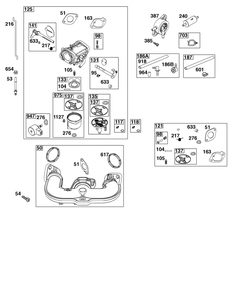 Carburetor And Fuel Supply Group Diagram and Parts List for 44C777-0012-G1 400000 - 699999 Briggs and Stratton Engine